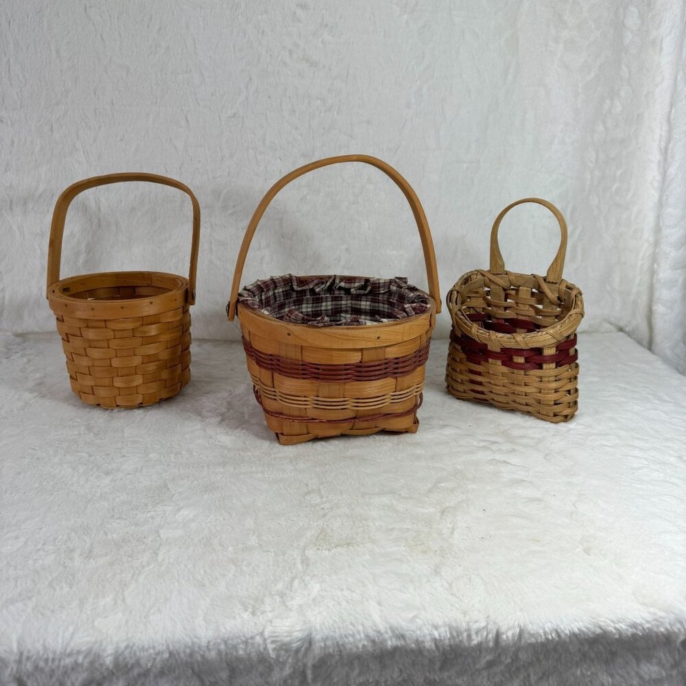 Handwoven Wicker Basket Trio With Handles - Rustic Decor & Storage Solutions